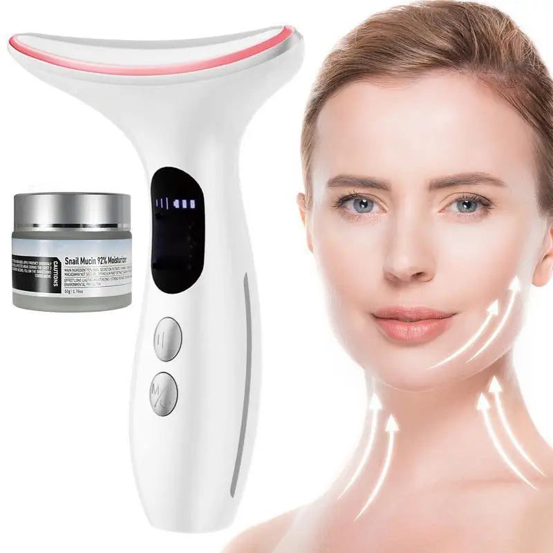 Neck Beauty Device with Gel Multi Color Massage Tightening Portable Ergonomic Face and Neck Beauty Massager Neck Beauty Massager